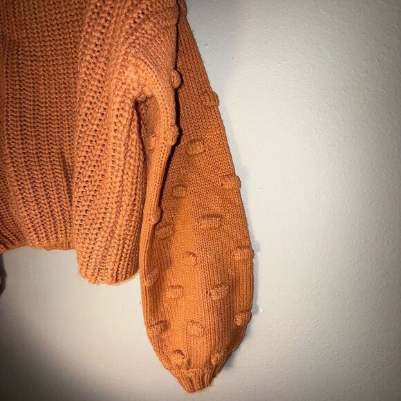 moon & madison Vibrant Orange Popcorn Sleeve Knit Sweater XS #715 - Picture 3 of 5